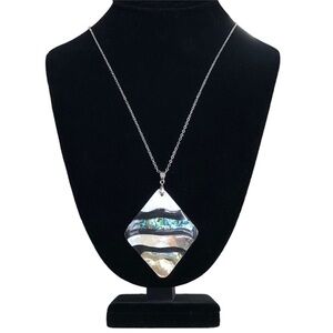 UNBRANDED Diamond Shape ABALONE MOTHER OF PEARL Pendant STATEMENT Necklace #2